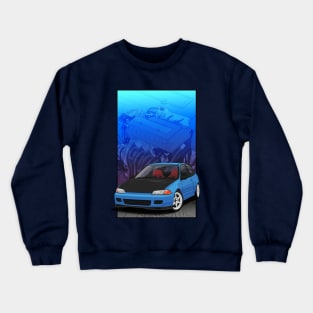 Civic  EG Hatch with B16 Background Crewneck Sweatshirt